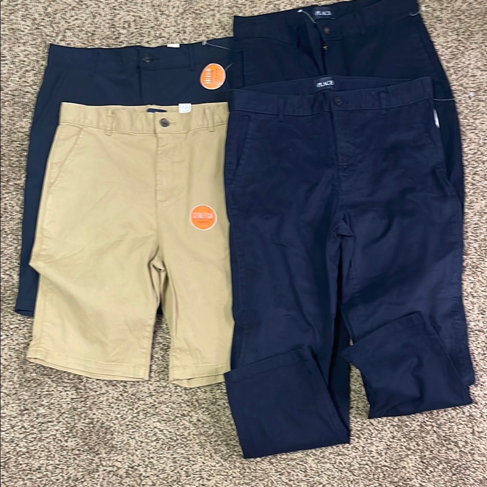 Kids Navy and Khaki Shorts Set and 2 pairs of navy slacks size 16